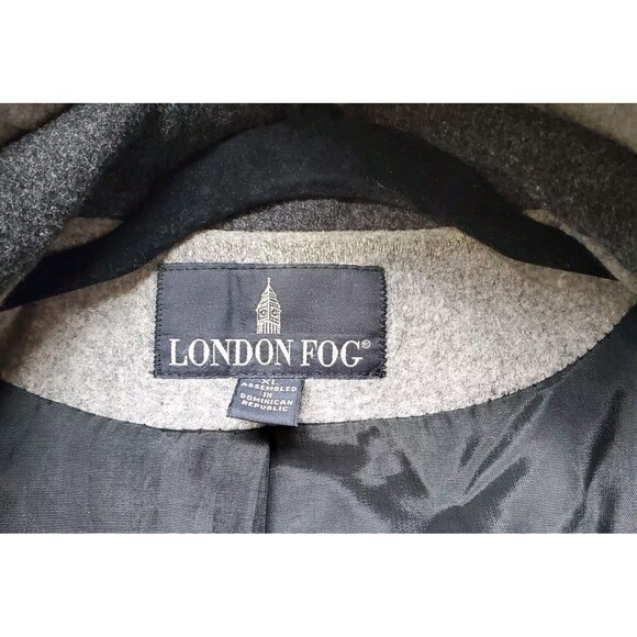 London Fog Women's‎ 100% Wool Grey Coat Hood Sz XL Square Pockets Lined Full Zip - Picture 5 of 16
